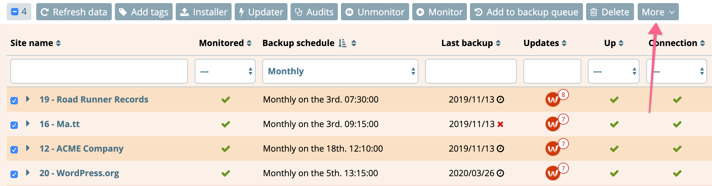 stale backup ntoifications bulk more