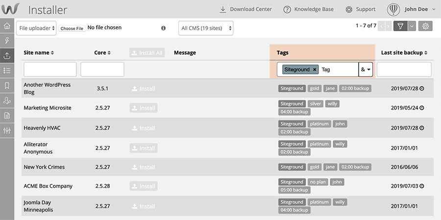 support tags filter preview